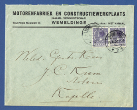 Firma cover WEMELDINGE 1928 van WEMELDINGE naar Kapelle.