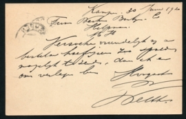 Firma briefkaart KAMPEN 1920 met kortebalkstempel KAMPEN naar Helpman.