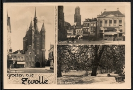 ZWOLLE, Groeten uit Zwolle. Gelopen kaart.