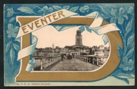 Briefkaart met grootrondstempel DEVENTER naar Haarlem. Op ansichtkaart DEVENTER.