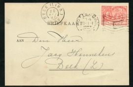 Firma briefkaart ROTTERDAM 1907. Met vlagstempel ROTTERDAM naar BEEK (LIMB.).