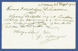 Firma briefkaart AMSTERDAM 1922 met vlagstempel AMSTERDAM naar Schiedam. Geïllustreerd.