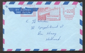 Luchtpostbrief met stempel ROTTERDAM VEERHAVEN 7 naar Den Haag.