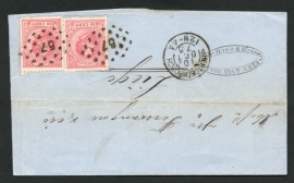 Puntstempel 57 met 2-letterstempel 's HERTOGENBOSCH op firma vouwbrief naar België.