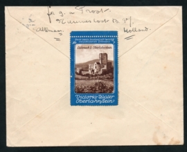 Firma cover ALKMAAR 1925 met kortebalkstempel ALKMAAR naar Oostenrijk. Leuke frankering met sluitzegel.