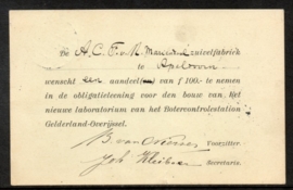 Firma briefkaart ZWOLLE 1913 met langebalkstempel APELDOORN naar ZWOLLE.