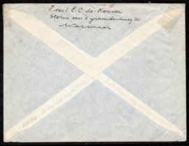 Luchtpostcover met kortebalkstempel WASSENAAR naar U.S.A. Met originele brief.