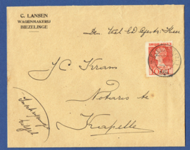 Firma cover BIEZELINGE 1924 van BIEZELINGE naar Kapelle.