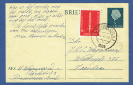 G - Briefkaart met bijfrankering met kortebalkstempel SCHINVELD (Lb.) naar Zaandam.