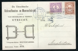Firma briefkaart UTRECHT 1914 met vlagstempel UTRECHT naar Amsterdam.