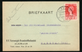 Firma briefkaart ALKMAAR 1924 met kortebalkstempel ALKMAAR naar Bakkum.