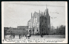 GRONINGEN, Laboratorium. Gelopen kaart.