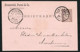 Firma briefkaart WINSCHOTEN 1899 met grootrondstempel WINSCHOTEN naar AMSTERDAM.
