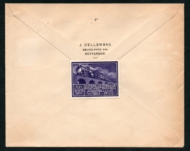 Cover met vlagstempel ROTTERDAM naar België. A.N.V.V. en kinderzegel. Sluitzegel.