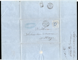 Puntstempel 90 en 2-letterstempel ROERMOND op briefomslag naar `s GRAVENHAGE.