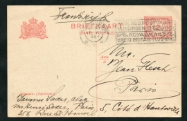 G - Briefkaart met vlagstempel AMSTERDAM naar Frankrijk.