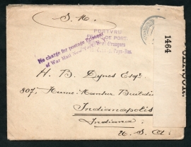 WW1 Internering, censuur cover met originele brief van LEGERPLAATS BIJ HARDERWIJK naar U.S.A. Internering.