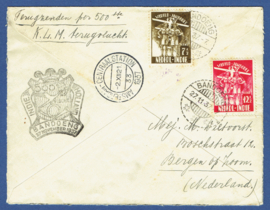 500e VLUCHT NAAR NED. INDIË. 13 NOV. 1937. Bergen op zoom-Bandoeng.  Indië JAMBOREE zegels.