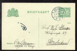 G - Briefkaart met langebalkstempel WEESP naar Amsterdam.