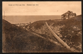 Langebalkstempel WIJK AAN ZEE naar Den Haag op ansichtkaart Wijk aan Zee.