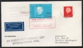 Luchtpostcover. Postal Strike (the great post office strike) van AMSTERDAM naar ZWITSERLAND.