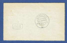 Postblad G 14 met langebalkstempel OOSTERBEEK naar UTRECHT.