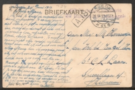 Langebalkstempel BREDA naar Hilversum, op ansichtkaart Ginneken. Infanterie.