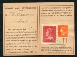 Postbuskaartje SNEEK 1948 met nvph 347 en 344.