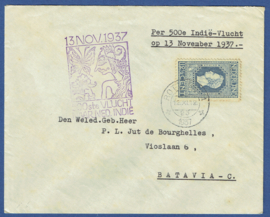 500e VLUCHT NAAR NED. INDIË. 13 NOV. 1937. Rotterdam-Batavia.