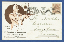 Firma briefkaart AMSTERDAM 1922 met vlagstempel AMSTERDAM naar Schiedam. Geïllustreerd.