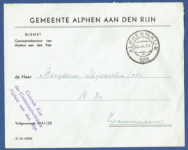 Dienst, Gemeentebestuur ALPHEN a/d RIJN 1955.
