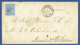 Puntstempel 186 met kleinrondstempel DEDEMSVAART en langstempel LUTTEN op cover naar ZUTPHEN.