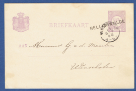 G - Briefkaart met langstempel BELLINGWOLDE en kleinrondstempel WINSCHOTEN naar Winschoten.