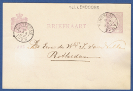 G - Briefkaart met langstempel HELLENDOORN en kleinrondstempel NIJVERDAL naar ROTTERDAM.