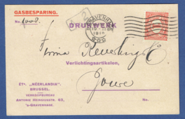 Firma briefkaart 's GRAVENHAGE 1919 met vlagstempel 's GRAVENHAGE naar Joure. Geïllustreerd.