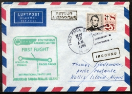 FIRST FLIGHT WALLIS IS. FRENCH TO PAGO PAGO. 16 MEI 1966.