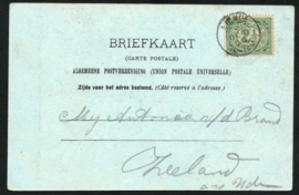 Briefkaart met kleinrondstempel LIEMDE naar Zeeland op ansichtkaart Grouw, Gezicht op Kerk en Toren.