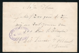 Particulier postwaardestuk bedrukt SCHIEDAM. Met kleinrondstempel DRUNEN.