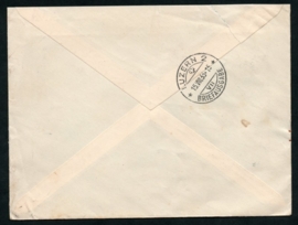 Firma cover AMSTERDAM 1933 met kortebalkstempel AMSTERDAM naar Zwitserland. Aangetekend.