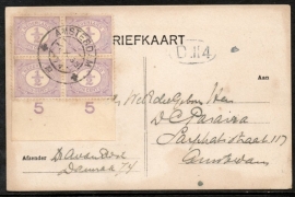 Briefkaart met kortebalkstempel AMSTERDAM. Lokaal verzonden.