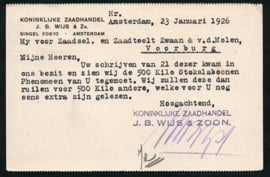 Firma briefkaart AMSTERDAM 1926 met vlagstempel AMSTERDAM-CENTRAAL-STATION naar Voorburg.