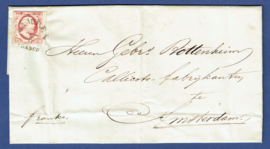 GENEMUIDEN 1855. Vouwbrief van GENEMUIDEN naar AMSTERDAM. Met halfrondstempel KAMPEN.