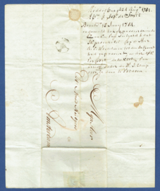 MIDDELBURG 1781. Vouwbrief met VYF STUY stempel van MIDDELBURG naar AMSTERDAM.  5 stuiver stempel.