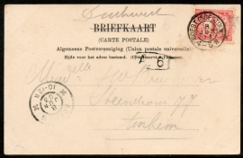 Briefkaart met kleinrondstempel SOEST (SOESTDIJK) naar ARNHEM. Op ansichtkaart Paleis Soestdijk.