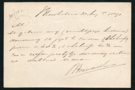 Particulier postwaardestuk bedrukt SCHIEDAM. Met kleinrondstempel BREUKELEN.