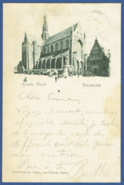 HAARLEM, Groote Kerk. Gelopen kaart.