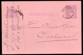 G - Briefkaart met kleinrondstempel BODEGRAVE naar ENKHUIZEN.