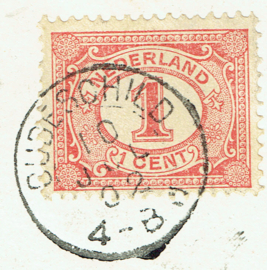 OUDESCHILD (TEXEL). van de Z.-W.-zijde gezien. Gelopen kaart.