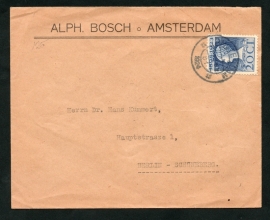 Firma cover AMSTERDAM 1924 met kortebalkstempel AMSTERDAM naar Berlijn.