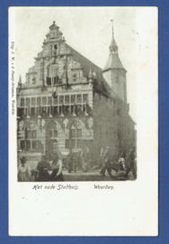 WOERDEN, Het oude Stadhuis. Gelopen kaart.